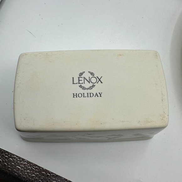 Lenox Holiday Pastry Serving Plate Mini Loaf Pan Holly Berries Christmas - Picture 8 of 10
